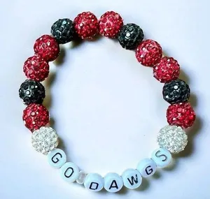 Georgia Bulldogs Rhinestone Spirit Bracelet Beaded UGA Elastic Stretch thumbnail 1