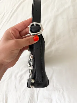 Madewell Black Mini Shoulder Bag with Crystal Studs thumbnail 4