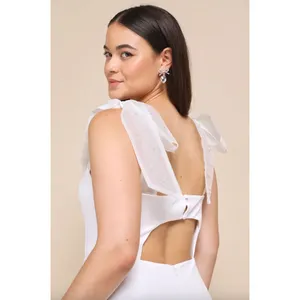 NEW Lulus Beaming Perfection White Pearl Organza Tie-Strap Mini Dress Size XL thumbnail 2