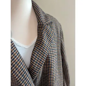 Old Navy Plaid dark academia Blazer Jacket xxl Brown Houndstooth Double Breasted Oversize thumbnail 2