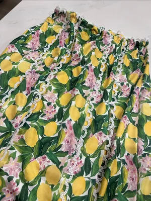 Lemon and floral print Maxi Skirt and tank matching set Lemon Yellow and Green S thumbnail 3