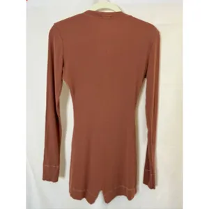 Skims Soft Lounge Henley Romper Ribbed Long Sleeve in Color Wood sz. L thumbnail 2