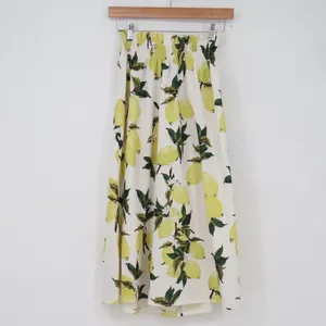 Angashion 2 Piece Skirt Set Womens S Lemon Print Smocked Tube Top Midi White thumbnail 6
