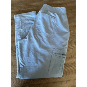 FIGS High Waisted Yola Skinny Scrub Pants Women's Large Light Blue Cargo thumbnail 3