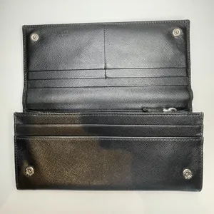 Prada Large Saffiano Calfskin Leather Wallet - Black - Preowned thumbnail 3