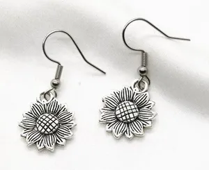 Sunflower earrings Silver thumbnail 1