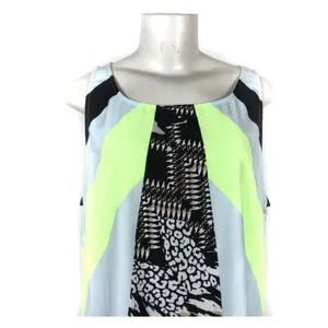 Hale Bob Dress Size Large Tunic Abstract Graphic Sleeveless Summer Neon Casual thumbnail 2