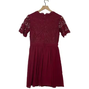 Lulus Angel in Disguise Lace Skater Dress Women's‎ Size Medium Burgundy V-Neck thumbnail 5