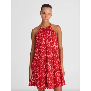 Madewell Drop Waist Mini Dress Polka Dot Trapeze Relaxed Festival Red Medium NWT thumbnail 2