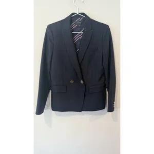 J.Crew Dover Double-Breasted 100% Wool Blazer Navy Blue Size 6 Petite 2824 thumbnail 2