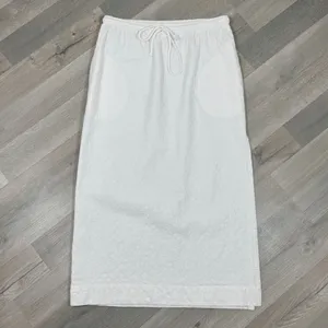 Free People Textured Cotton Side Slit Maxi Skirt White Large Pockets Drawstring‎ thumbnail 8