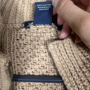 Lands End Womens M 10-12 Tan Cable Knit Cotton Full Zip Cardigan Sweater thumbnail 7