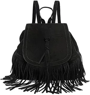 Black Leather Fringe Purse thumbnail 2