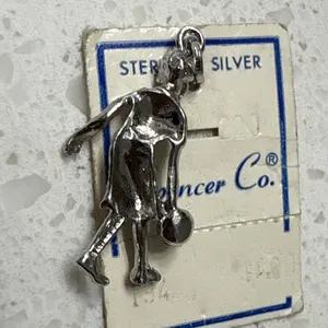 Vintage Estate Spencer‎ Co. 925 Sterling Silver Woman Playing Basketball Charm thumbnail 5
