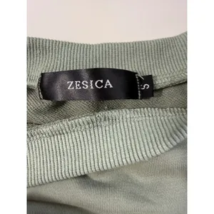 ZESICA Sage Green Cropped Sweatshirt Crew Neck Pullover Soft Girl Lounge Small‎ thumbnail 4