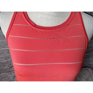 Athleta Orange Racerback Tank‎ Top Thin Sheer Stripes Size ST Small Tall Workout thumbnail 2