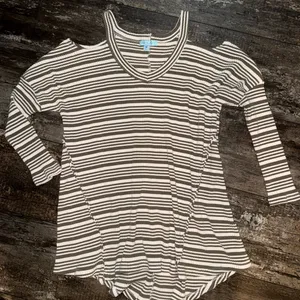 She + Sky Striped Cold Shoulder Long Sleeve Top thumbnail 1