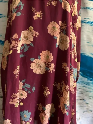 Bailey Blue Women’s Floral High-Neck A-Line Dress Burgundy & Pink Floral LG thumbnail 8