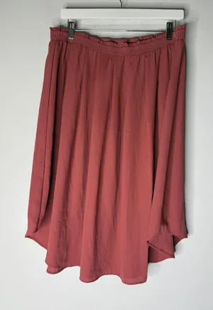 Loft Outlet Women Rose Terracotta Midi Skirt Elastic Waist Size L NEW thumbnail 1