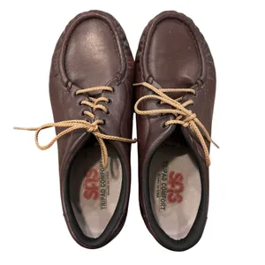 SAS women’s size 7.5 Brown Leather Comfort Walking Shoes Lace Up Moccasin Flats thumbnail 2
