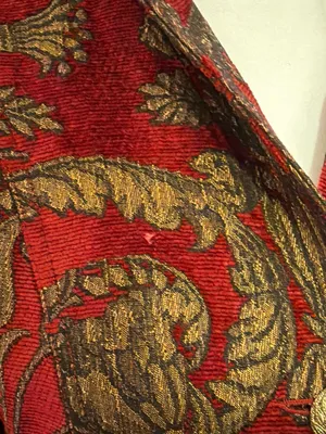 Women's Red and Gold Brocade Blazer - Tailored Floral Jacket thumbnail 6