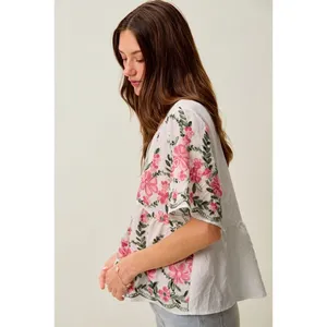 SO ME Floral Embroidered V Neck Boho Blouse Top -‎ XL thumbnail 2