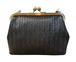 Anna by Anuschka Clutch Crossbody Handbag Kiss-Lock Closure Black Heritage thumbnail 1