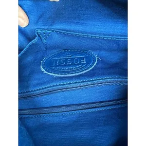 Fossil Blue and Black Leather Crossbody Tote Bag thumbnail 10