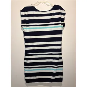 Exist Nautical Striped Drop Waist Anchor Detail Mini Dress Pockets Cap Sleeves L thumbnail 2