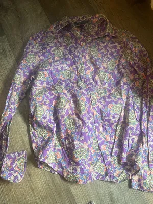 Lauren Ralph Lauren vintage purple paisley top size‎ M thumbnail 1