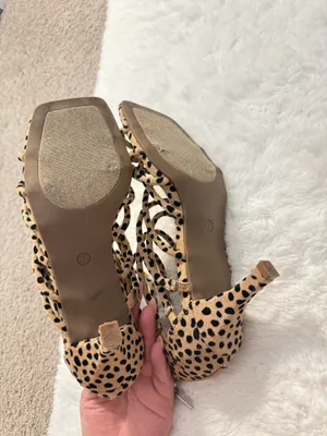 Leopard Print Faux Suede Heels Size 7 thumbnail 5