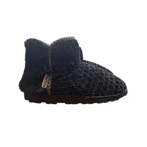 Muk Luks Cozy Black Knit Faux Fur Lined Slipper Booties Womens Size 8 thumbnail 4