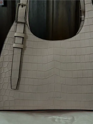 Light Pink Calvin Klein Quill Soft Croco Shoulder Bag thumbnail 2