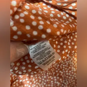 LOFT Womens XL Orange Polka Dot Long Sleeve Button Front Blouse 99% Cotton thumbnail 3