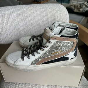 Golden Goose Slide Mid Top Mids Slides Glitter Leather Sneakers NIB thumbnail 4