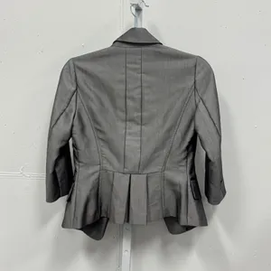 By Blu Grey Tailored Blazer Velvet Trim Pleated Peplum Jacket 26-0030 Size 34 XS thumbnail 2