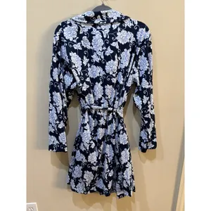 Charter Club Women Cotton‎ French Floral Belted Robe Blue Size Medium thumbnail 3