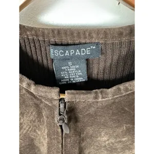 Vintage Y2K Escapade Sweater Full Zip Suede Brown Long Sleeve Womens‎ Small thumbnail 9