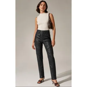 PAIGE Stella Black Coated Cargo Straight Leg Pants Size‎ 23 thumbnail 3
