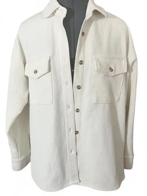 Forever 21 White Waffle Knit Shacket Women’s Size Small Gorpcore Minimalist thumbnail 1