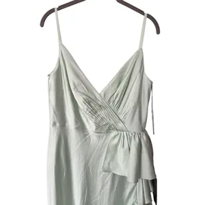 Mac‎ Duggal Pistachio Satin Ruffled Asymmetrical Gown Size 12 67815 NWT NEW Maxi thumbnail 4