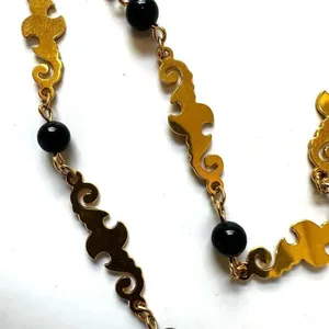 Gold tone and black beaded necklace thumbnail 6