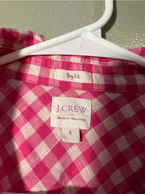 J. Crew Factory Women's Size Small Plaid Gauze Shirt in Boy Fit Buff Berry Pink thumbnail 10