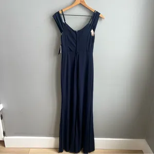 CITY STUDIO NWT Juniors Navy Plunge Off Shoulder Sleeve Size 3 Formal Dress Gown thumbnail 13