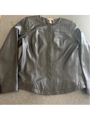 I.E Premium Collarless Black scuba Leather Jacket size S thumbnail 2
