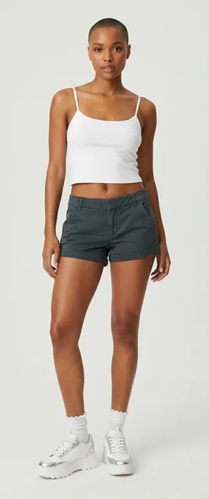 Abercrombie & Fitch Navy Blue Low Rise Chino Shorts - Y2K Preppy - Size 4 thumbnail 1