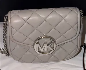 Michael Kors Crossbody Bag Womens Small Grey Quilted Leather Fulton Flap Purse thumbnail 1