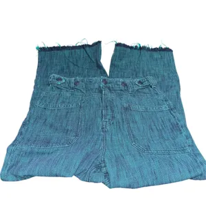 We The Free Wide Leg Cropped Jeans Raw‎ Hem Teal Green High Rise 28 thumbnail 2
