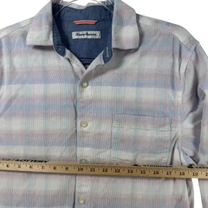 Tommy Bahama Coastal Cord Pastel Plaid Button Down‎ Cotton Shirt Casual Beach S thumbnail 6