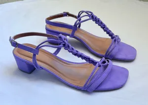 Via Mia Purple Suede Braided Strappy Block Heel Sandals thumbnail 1